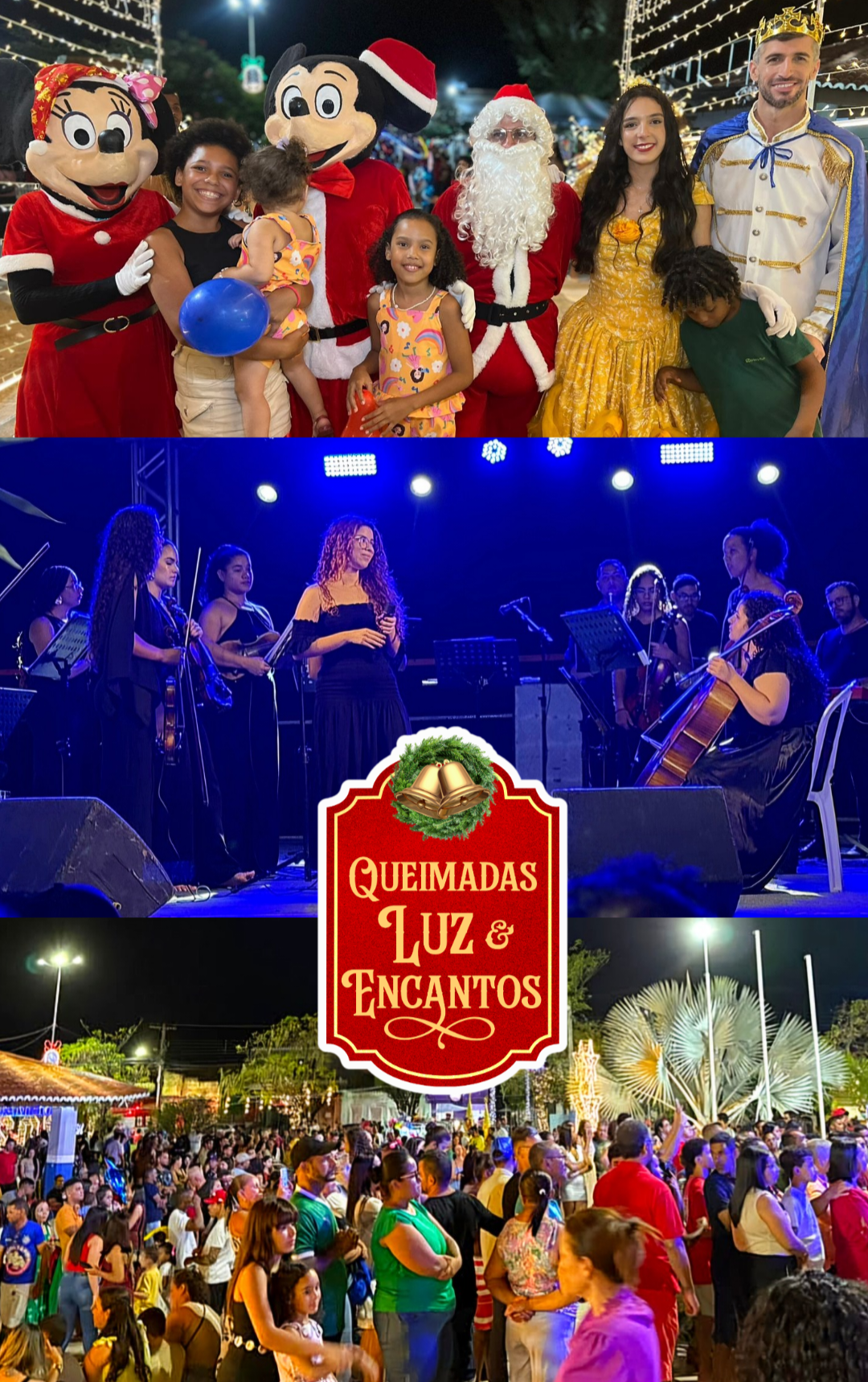 Abertura do “Natal Queimadas – Luz e Encantos” reúne multidão e emociona público na Praça da Bandeira