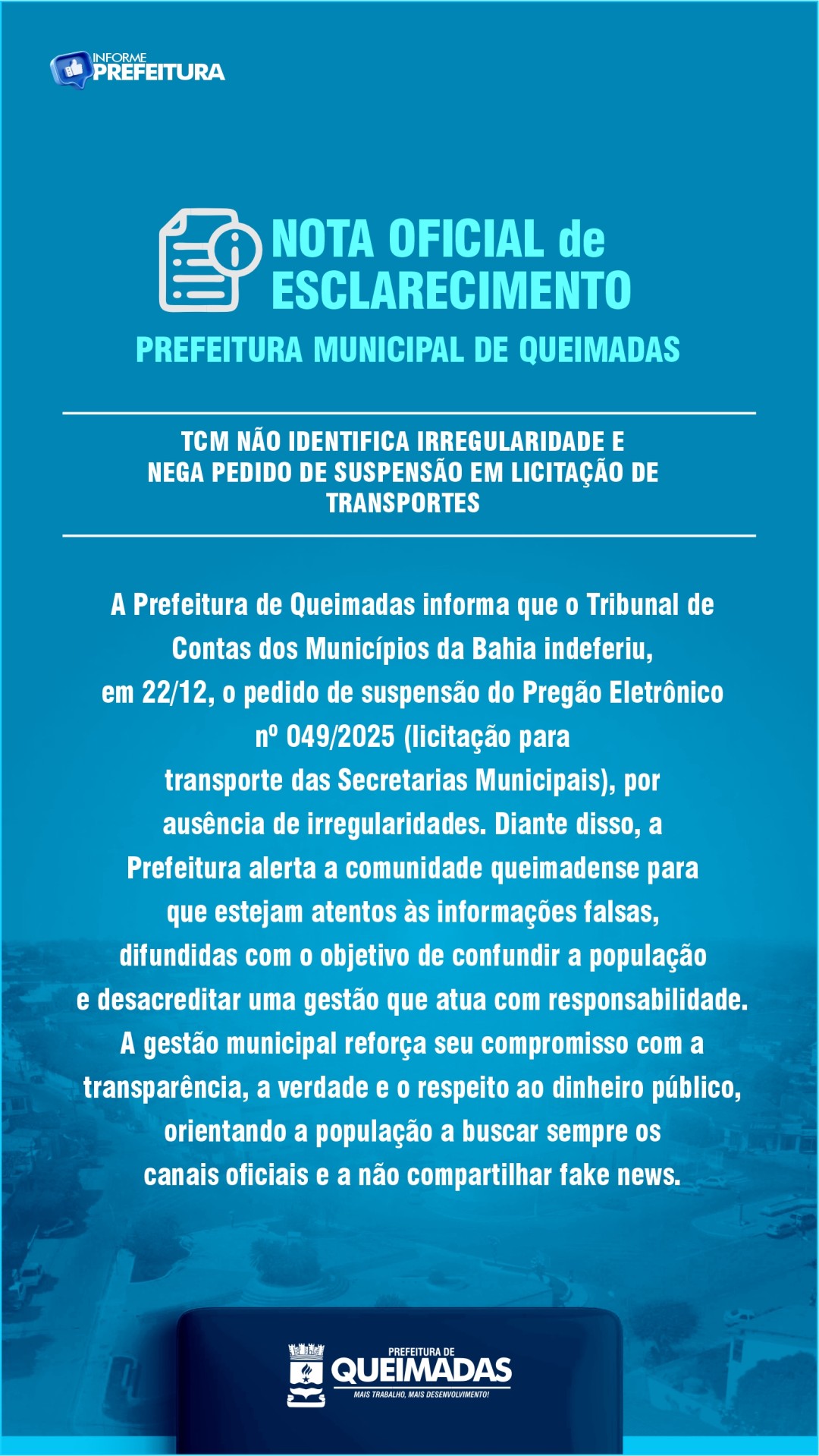 NOTA OFICIAL DE ESCLARECIMENTO