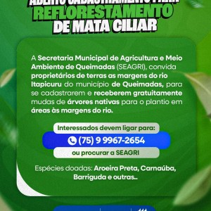 Aberto Cadastramento para Reflorestamento de mata ciliar do Rio Itapicuru