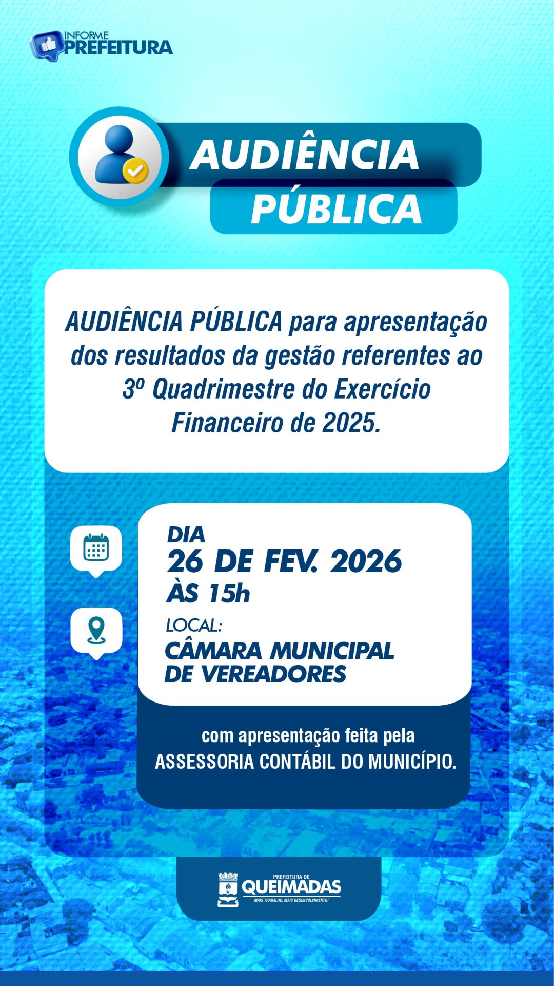 Prefeitura realiza Audiência Pública para apresentação dos resultados do 3º quadrimestre de 2025
