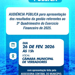 Prefeitura realiza Audiência Pública para apresentação dos resultados do 3º quadrimestre de 2025