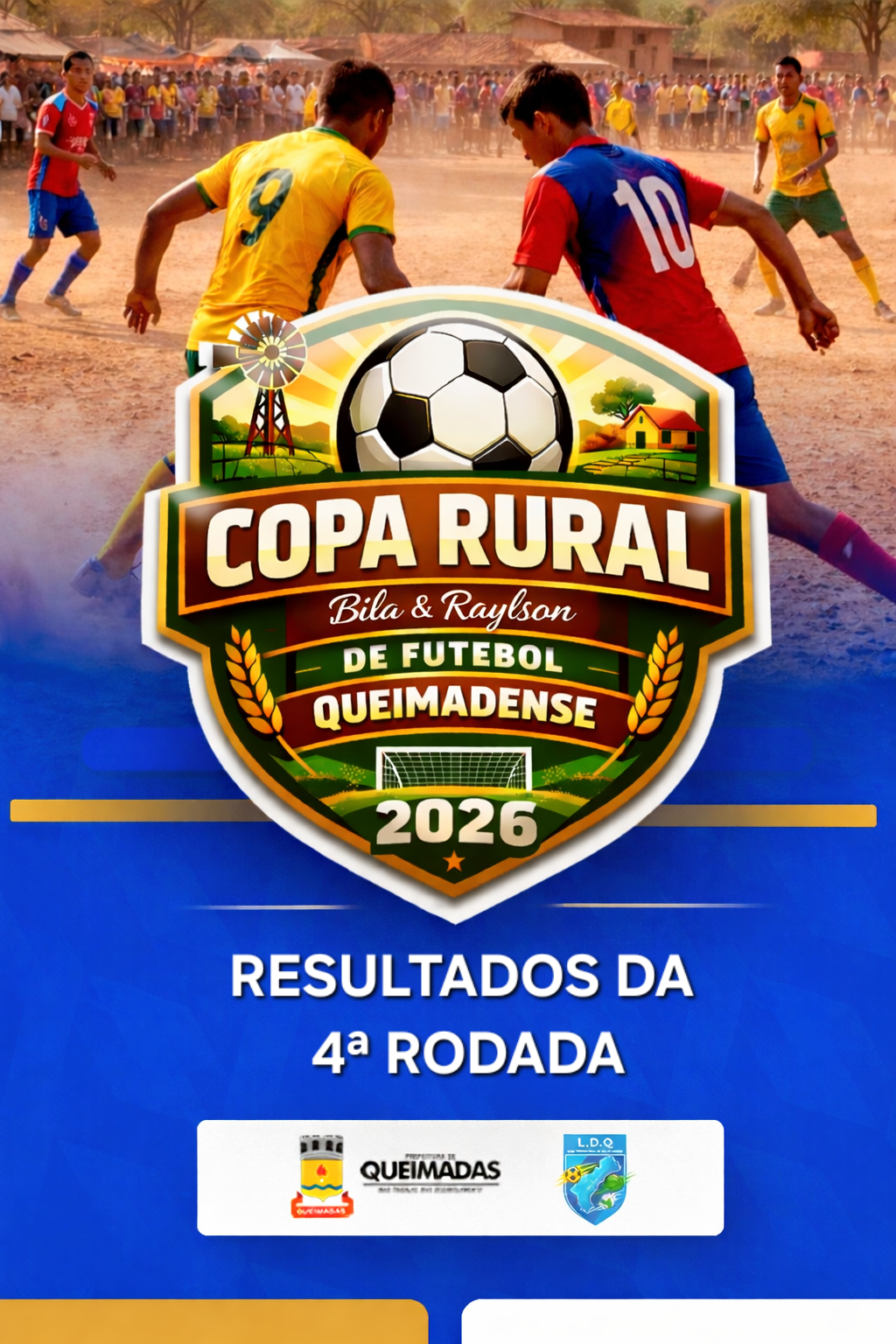Copa Rural de Futebol Queimadense 2026: 4ª rodada tem goleada e 3 equipes já classificadas para as Quartas de Finais